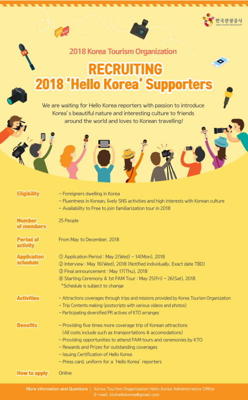 [Korea] Pendaftaran untuk Pendukung “Hello Korea” 2018